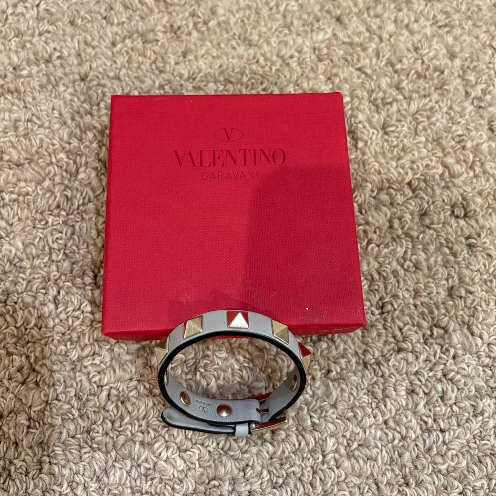 Valentino Garavani Gray Bracelet with Gold Studs